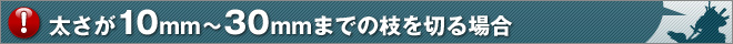 太さが10mm～30mmまでの枝を切る場合